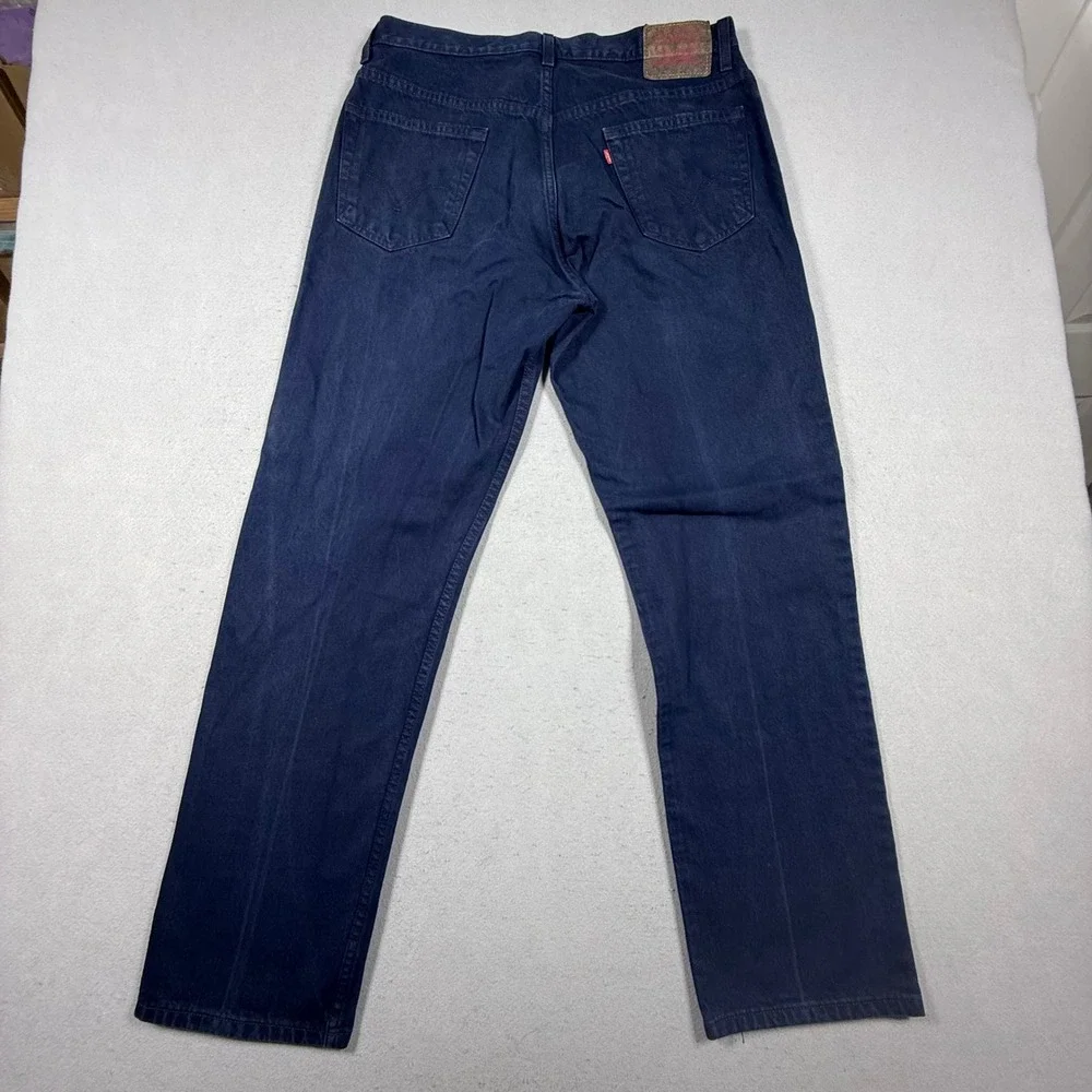 Levis 505 Regular Fit Jeans Mens 36x32 Navy Blue Dark Wash Straight Leg Denim